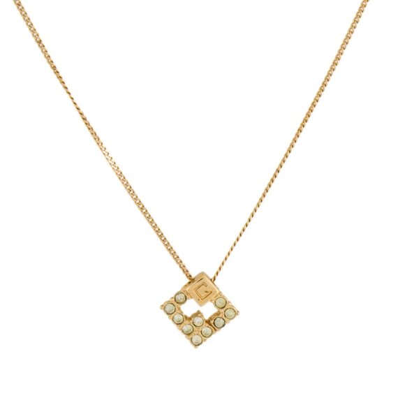 Givenchy Crystal Vintage Chain Pendant Necklace Gold Tone Crystals - Picture 1 of 4